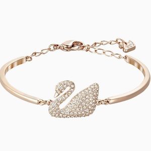 SWAROVSKI SWAN BANGLE ROSE-GOLD PLATED BRACELET
